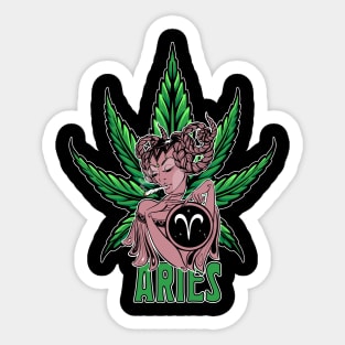 Aries Weed Shirt, Zodiac Cannabis, Aries Marijuana Shirt, Aries Gift, Aries Zodiac tee, Aries tee, zodiac birthday gift Sticker